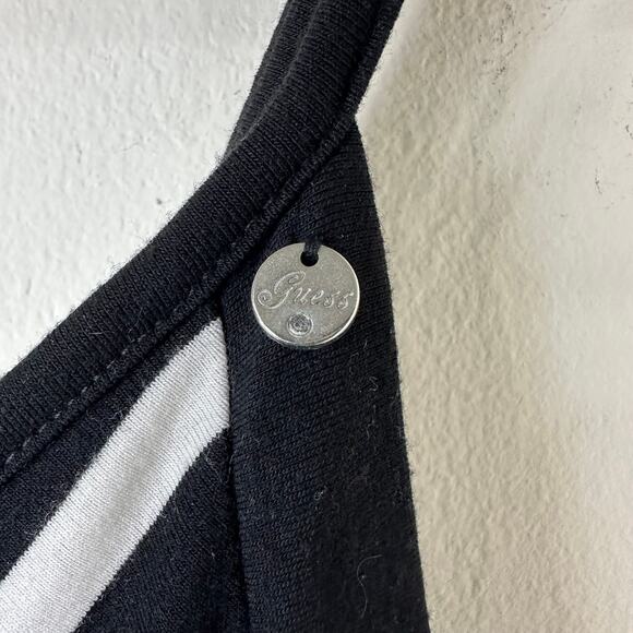 XS Guess Black White Striped Spaghetti Strap Maxi Dress Preppy Y2K Retro Resort - Picture 4 of 8